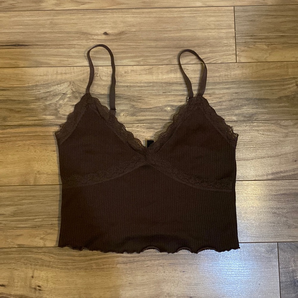 H&M Brown lace crop top